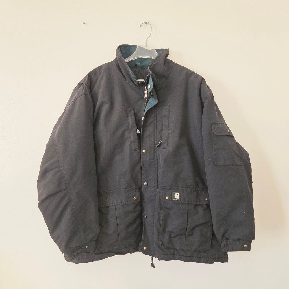 Carhartt Puffer Coat Men XL Black Quilted Gorpcore Utility Workwear Construction